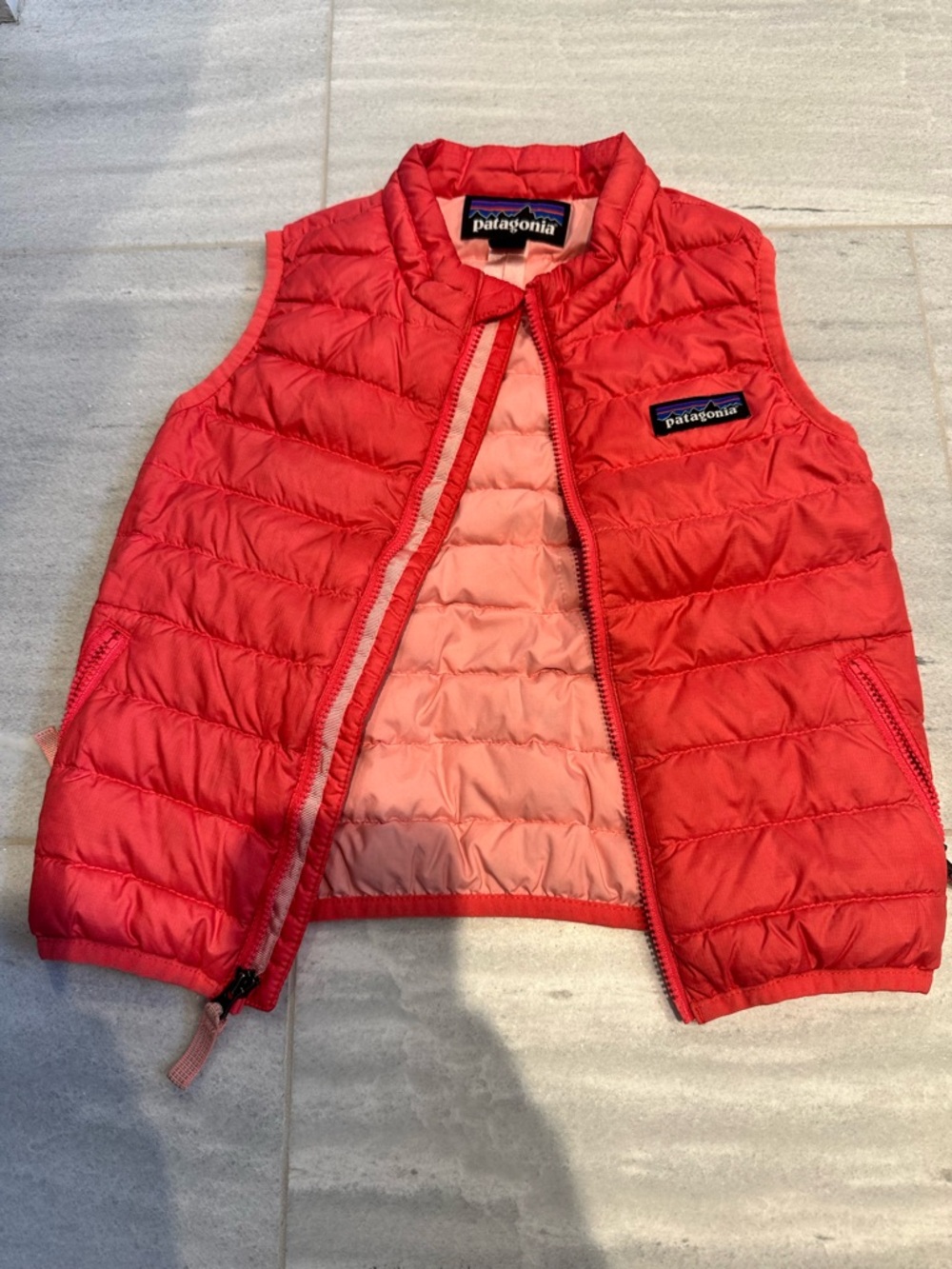 Patagonia Kids Coral-Red Quilted Puffer Vest